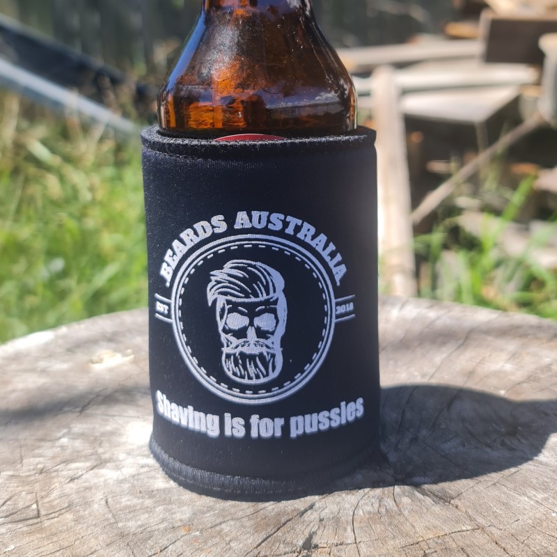 Skull Beer Stubby Holder Shaving Is For Pussies - Image 3